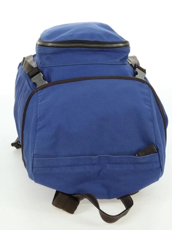 PRADA Backpack Canvas Blue Silver Auth 176786